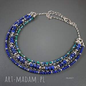 bogaty naszyjnik z lapis lazuli i chryzokoli handmade ღ art Madam pl