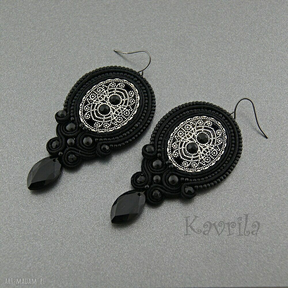 Niekonwencjonalne Kolczyki Black Oriental Soutache Sutasz Bi Uteria