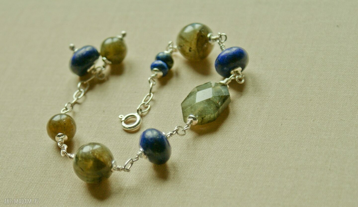 bransoletka z labradorytu lapis lazuli i srebra intrygujące ღ art