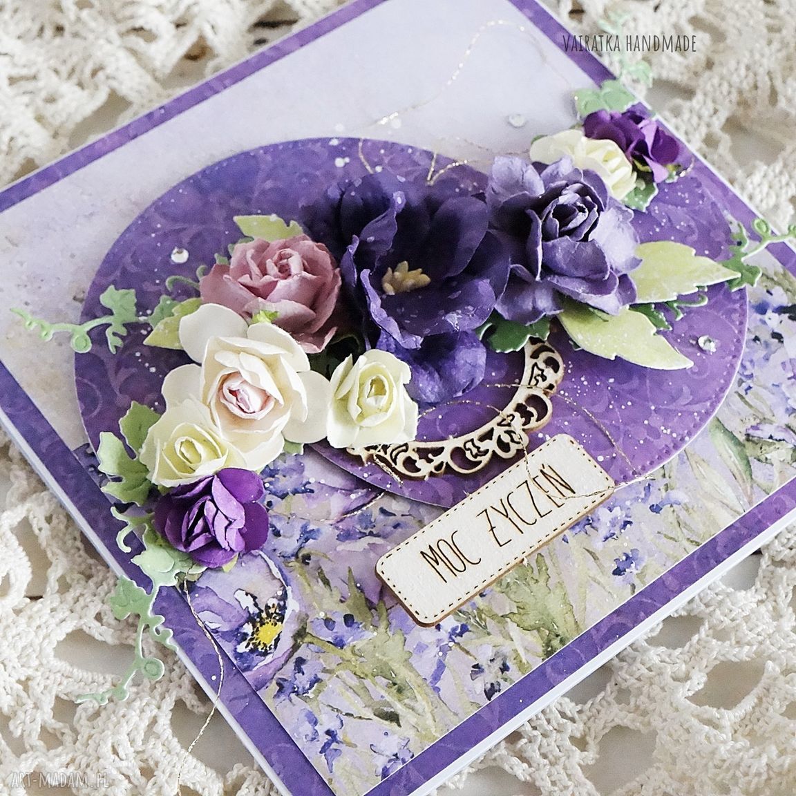 kartka urodzinowa imieninowa eleganckie scrapbooking Vairatka ღ art