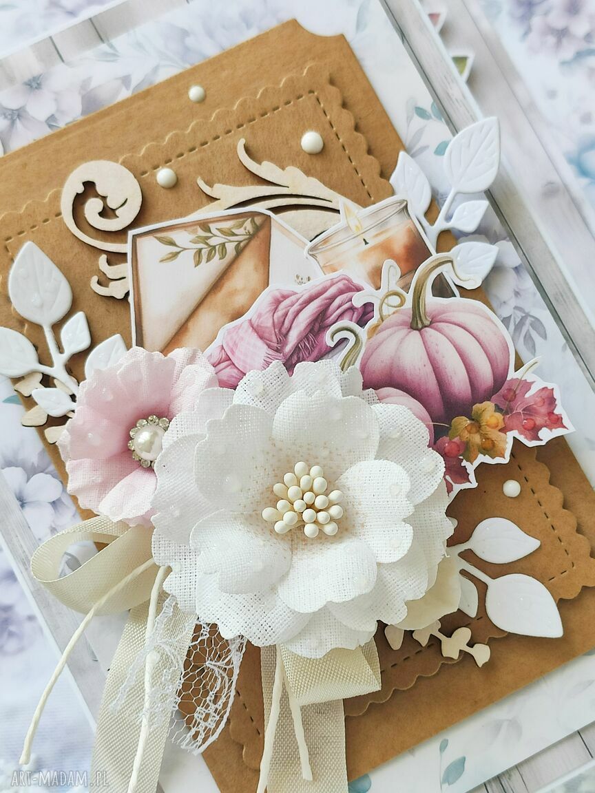 Jesienna Kartka Ręcznie Zrobione Scrapbooking ღ art Madam pl