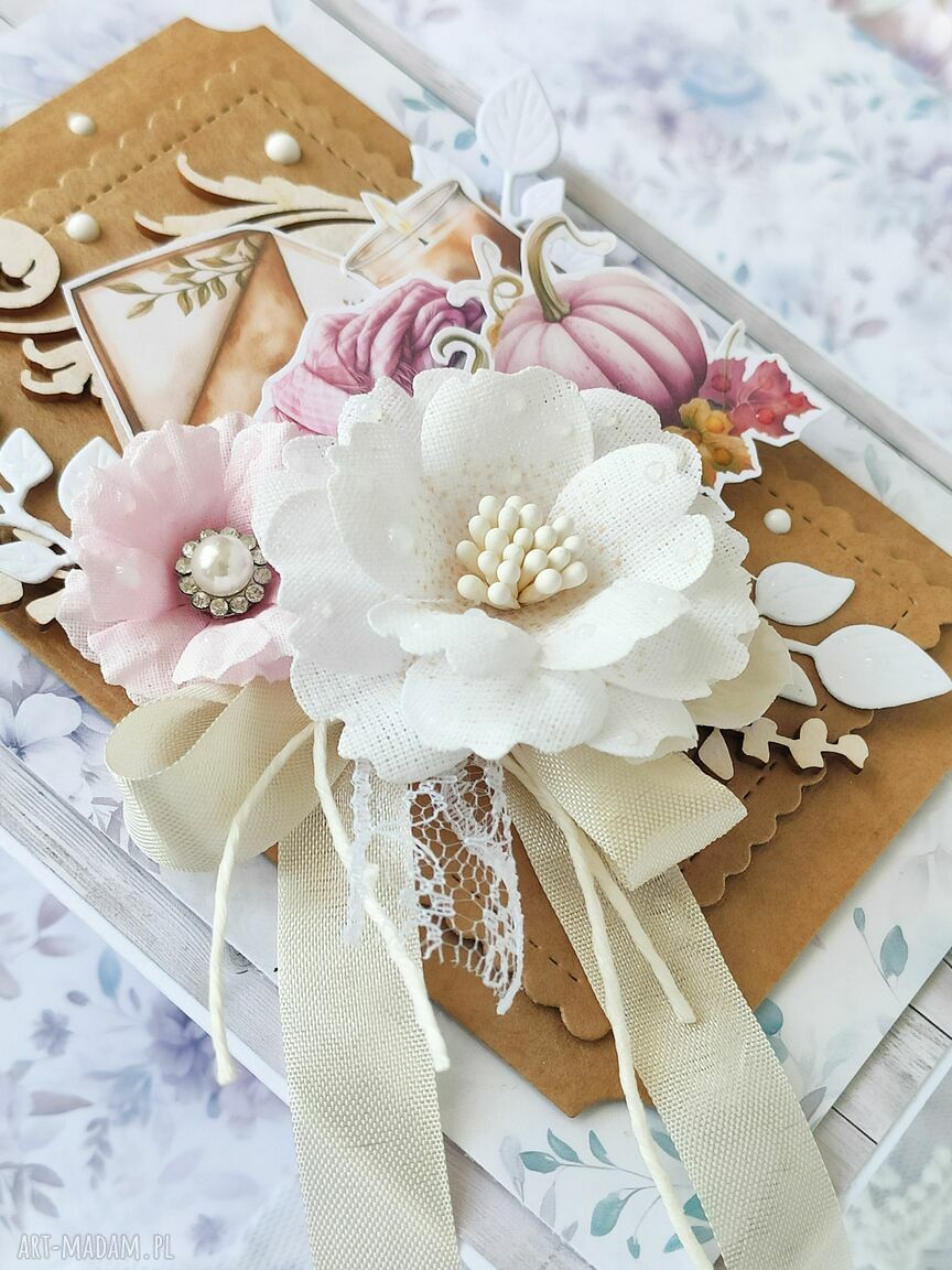 Jesienna Kartka Ręcznie Zrobione Scrapbooking ღ art Madam pl