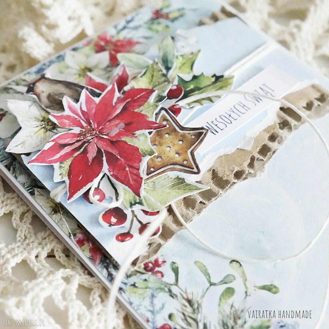 kartka świąteczna bn13 scrapbooking Vairatka ღ art Madam pl