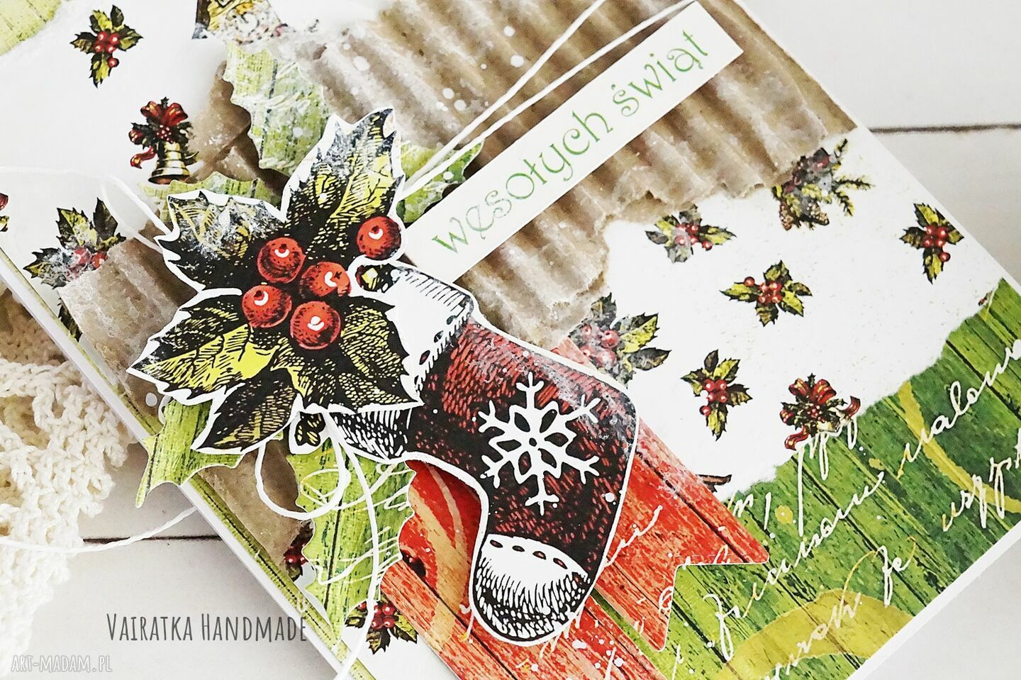 kartka świąteczna modne scrapbooking ღ art Madam pl