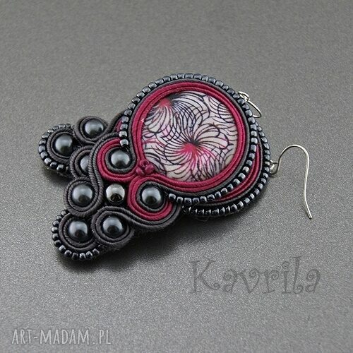 Awangardowe Kolczyki Soutache Pink Grey Vintage Kavrila Art Madam Pl