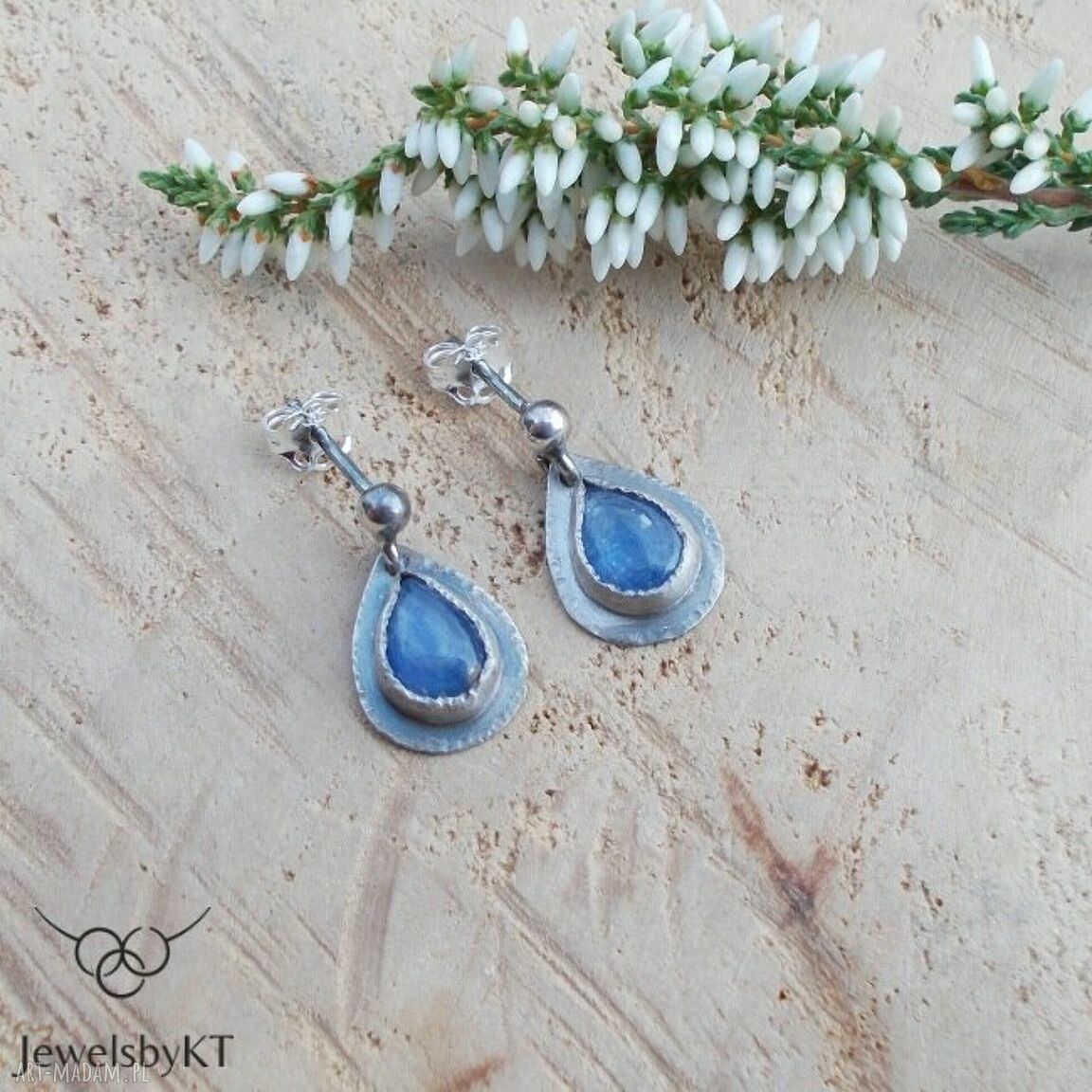 unikalne kolczyki mini kropelki kianitu JewelsbyKT ღ art Madam pl