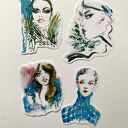 Zestaw 8 naklejek TEAL, w kopercie z papieru czerpanego