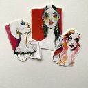 Zestaw 8 naklejek PORTRAIT w kopercie z papieru czerpanego