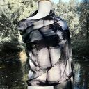 Duży szal jedwabny MONO z krepy 100% pure silk - slow fashion
