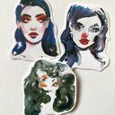 Zestaw 8 naklejek Red Lips w kopercie z papieru czerpanego
