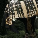 Duży szal jedwabny PORTRET z żorżety 100% silk - złoty beż i czerń