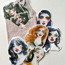 Zestaw 8 naklejek Red Lips w kopercie z papieru czerpanego