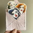 Zestaw 8 naklejek Red Lips, w kopercie z papieru czerpanego