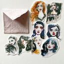 Zestaw 8 naklejek Red Lips w kopercie z papieru czerpanego