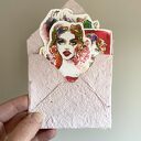 Zestaw 8 naklejek ROSES w kopercie z papieru czerpanego