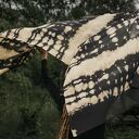 Duży szal jedwabny PORTRET z żorżety 100% silk - złoty beż i czerń