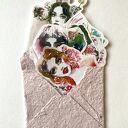 Zestaw 8 naklejek ROSES w kopercie z papieru czerpanego