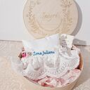 Podwiązka ślubna z jedwabiu naturalnego z personalizowanym haftem