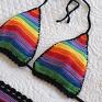 Mon Du handmade tęczowe bikini kostium kąpielowy bielizna bawełniane