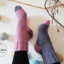 Skarpeciaki z wełny i alpaki - nieparki róż/fiolet (rozmiar 38/39)