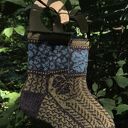 Skarpety-niedoparki z pokrzywą „Na polu lnu” - ręcznie robione żakard