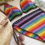 bielizna: Tęczowe bikini szydełkowe - kostium plażowy kąpielowy