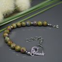 Bransoletka "Osha" - zoizyt, rubin i szafir w srebrze (wire wrapping)