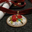 Ręcznie haftowany choker boho ze stali szlachetnej i haftu brazylijskiego