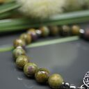 Bransoletka "Osha" - zoizyt, rubin i szafir w srebrze (wire wrapping)