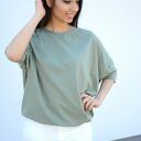 SZEROKA LUŹNA BLUZKA NIETOPERZ OVERSIZE khaki