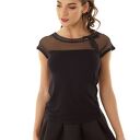 Bluzka Eva z siateczką i wstawką czarna 017