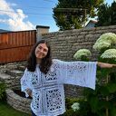 Biała ażurowa bluzka szydełkowa handmade