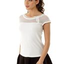 Bluzka Eva z siateczką i wstawką ecru 017