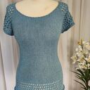 Jeansowa letnia bluzeczka handmade z bawełny, lnu i wiskozy