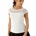 Bluzka Eva z siateczką i wstawką ecru 017