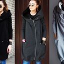 Oversize szara grafitowa obszerna bluza z dużym kapturem XL