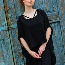 Tunika asymetryczna bez rękawów - długa luźna bluzka handmade