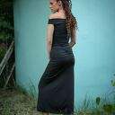 Minimalistyczny, marszczony top Weronika (off shoulder) - czarny