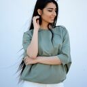 Luźna bluzka nietoperz oversize w kolorze khaki (ręcznie robiona)