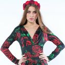 Królowa Róża / Black - kopertowa bluzka