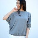 Ręcznie robiona bluzka nietoperz oversize - szara, bawełniana dzianina