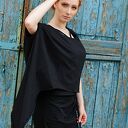 Tunika asymetryczna bez rękawów - długa luźna bluzka handmade