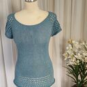 Jeansowa letnia bluzeczka handmade z bawełny, lnu i wiskozy