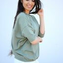 Luźna bluzka nietoperz oversize w kolorze khaki (ręcznie robiona)