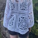 Biała ażurowa bluzka szydełkowa handmade