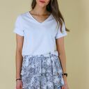 T-shirt biały, koszulka damska bawełniana z dekoltem w serek LONA