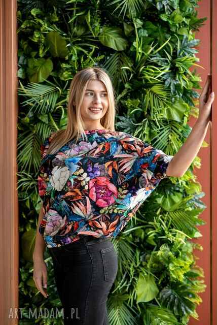 Dzianinowa kolorowa bluzka nietoperz uniwersalna