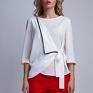 LANTI urban fashion elegancka bluzka, blu122 ecru biała lamówka
