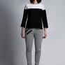 lanti urban fashion lekka czarno biały delikatna bluzeczka z półokrągłym dekoltem i rękawem długości mgiełka