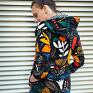 wzór folklorystyczny bluzy african batic oversize, patchwork zakładana przez